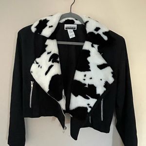 Contempo Casuals Black Moto Jacket with Black and White Trim